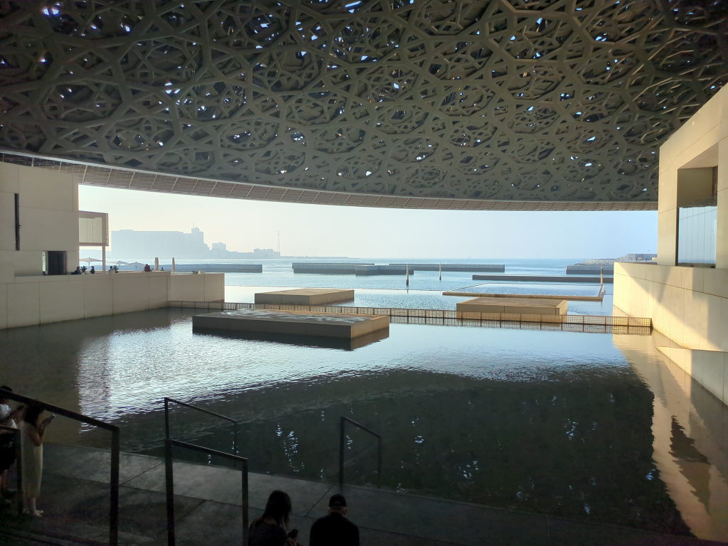 The exiting courtyard of the Abu Dhabi Louvre